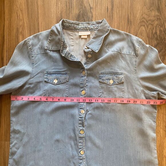 Soft Surroundings Denim Long Sleeve Top - Picture 6 of 6
